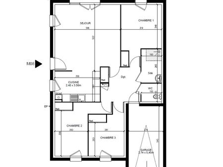 maison 4p de 85 m² avec garage et jardin