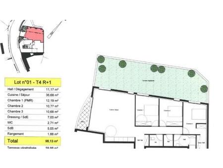 vente appartement 4 pièces 98m2 bastia 20200 - 400000 € - surface privée