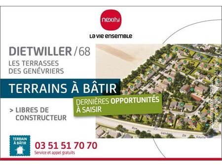 terrains à dietwiller  de 501 à 593 m²  entre mulhouse et bâle