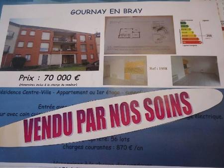 vente appartement 2 pièces à gournay-en-bray (76220) : à vendre 2 pièces / 41m² gournay-en