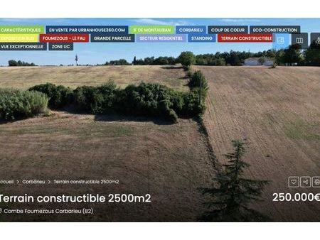 vente terrain 2500 m² corbarieu (82370)