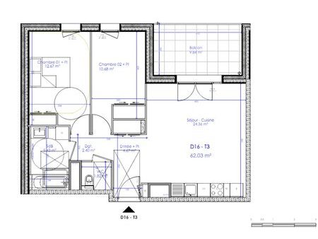 vente appartement 3 pièces 62.03 m²