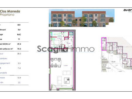 vente appartement 1 pièce 39 m² propriano (20110)