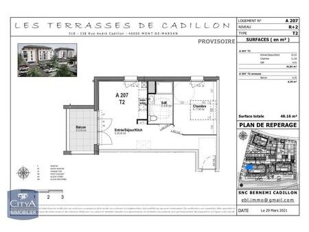 vente appartement mont-de-marsan (40000) 2 pièces 41.81m²  141 000€
