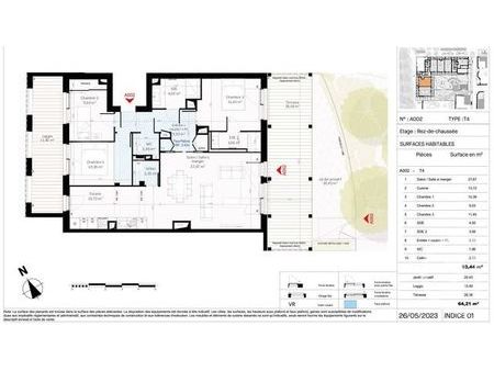 appartement t4 à vendre - 4 pièces - 93 44 m2 - olivet - 45 - centre