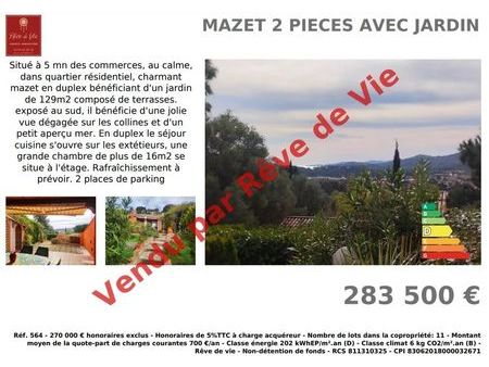 vente maison 2 pièces 44m2 bormes-les-mimosas 83230 - 283500 € - surface privée