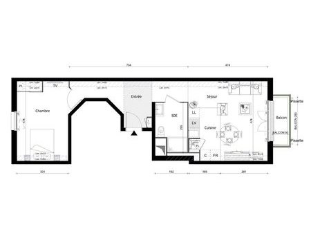 vente appartement 2 pièces 50.65 m²