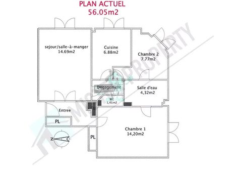 vente appartement 3 pièces 56 m²