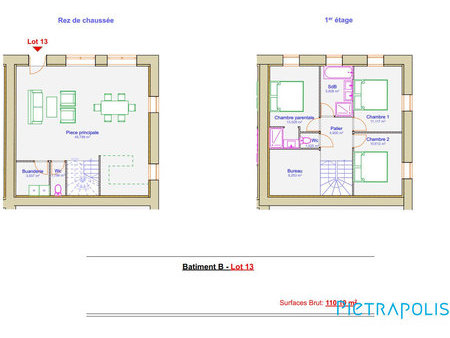 lot 13 : maison en plateaux de 122.11m² à aménager selon ses