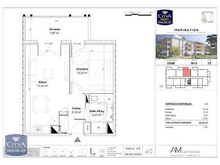 vente appartement mont-de-marsan (40000) 2 pièces 43.72m²  167 000€