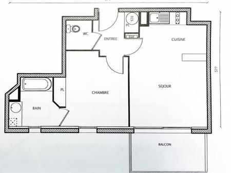 appartement t2 vendu loue - 43.43 m2 - bordeaux (33100)