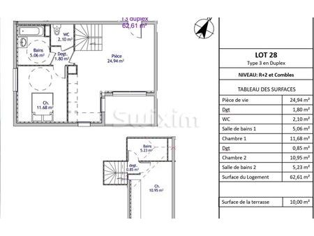 vente appartement 3 pièces 62 m² seyssel (74910)