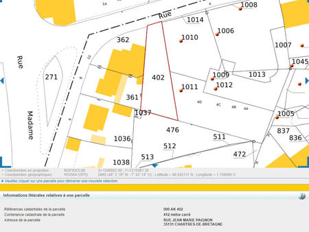 vente terrain à chartres-de-bretagne (35131) : à vendre / 412m² chartres-de-bretagne