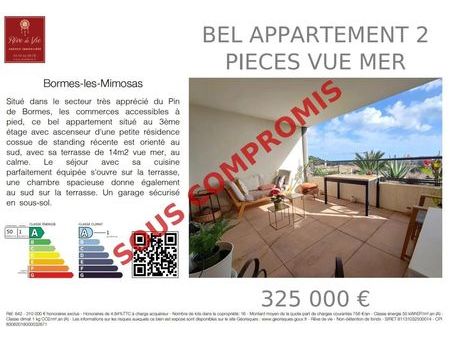 vente appartement 2 pièces 41m2 bormes-les-mimosas 83230 - 325000 € - surface privée