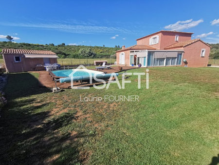 villa t5 112m² avec grande véranda  garage  piscine sur terrain 1474 m² au calme