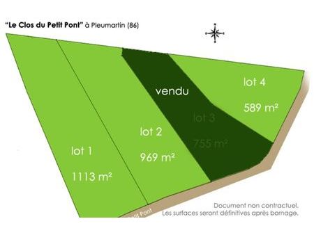 vente terrain 970 m² pleumartin (86450)