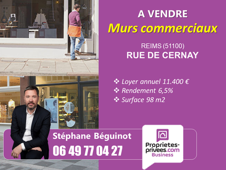 exclusivite reims - murs commerciaux loues de 98 m² + studio 22 m2