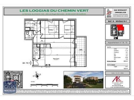 vente appartement mont-de-marsan (40000) 3 pièces 68.23m²  200 000€