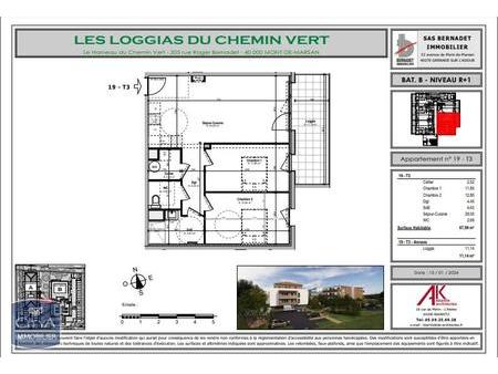 vente appartement mont-de-marsan (40000) 3 pièces 67.99m²  200 000€