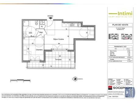 location appartement saint-martin-du-var (06670) 2 pièces 43.93m²  820€