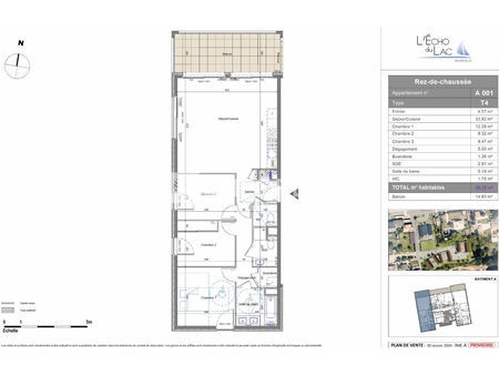 appartement type 4 de 85 26m² au rdc surelevé avec terrasse.