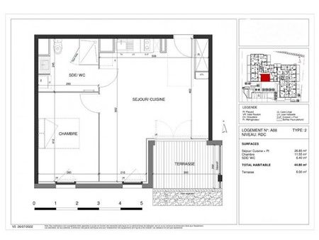 vente appartement 2 pièces 44.8 m²