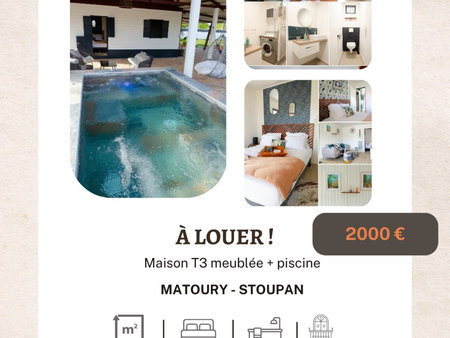 villa t3 meublee+jacuzzi piscine matoury 2 000eur