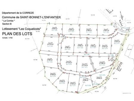 vente terrain 899 m² saint-bonnet-l'enfantier (19410)