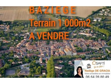 vente terrain 1000 m² baziège (31450)