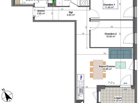 appartement neuf entrange 3 pièce(s) 62.45 m2