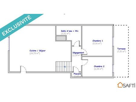 vente appartement 3 pièces 47 m²