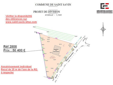 saint-savin terrain a batir 1400 m2