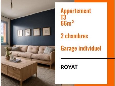 royat : appartement t3 lumineux avec garage