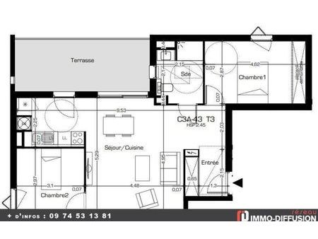vente appartement 3 pièces 66 m² béziers (34500)