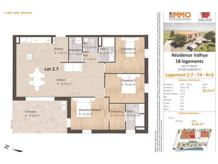 vente appartement 4 pièces 90 m² ambérieux (69480)