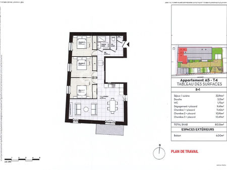appartement le mas rillier 4 pièce(s) 80.56 m²