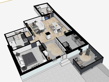 appartement 98 m2 rdc + terrasse + parking
