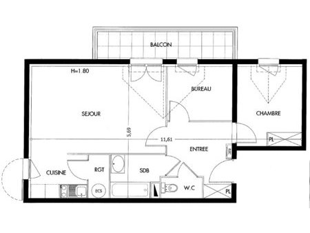 appartement provins 2 pièce(s) 55.97 m2