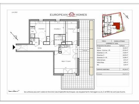 appartement geneston m² t-4 à vendre  344 900 €