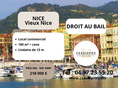 local commercial 180 m2 plus cave - nice vieux nice