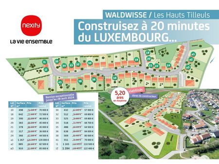 terrains constructibles de 366 à 1284 m2  à quelques minutes du luxembourg et de l'allemag