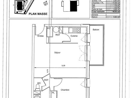 appartement 2 pièces  44.63m² ges00250015-535