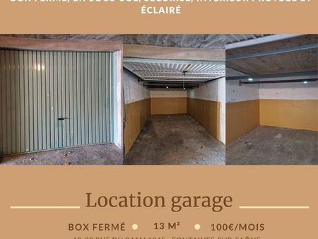 location garage 13m2 box fermé fontaines/caluire/sathonay