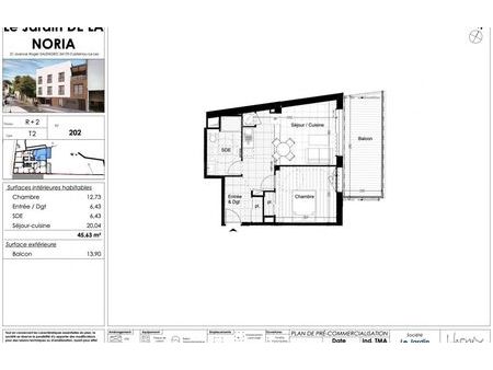 vente appartement 2 pièces 45 m² castelnau-le-lez (34170)