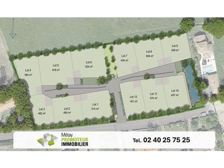 lotissement de 12 terrains de 450 m² à 678 m²  viabilisés  libres de constructeur