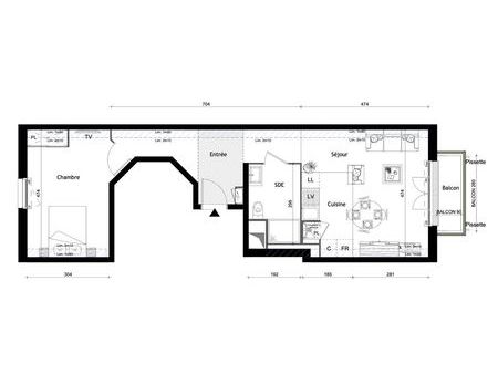 appartement 2 pièces 51 m²