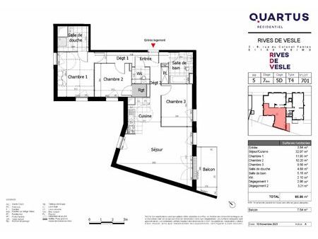 appartement reims 86 m² t-4 à vendre  308 000 €