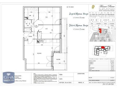 location appartement émerainville (77184) 3 pièces 63.36m²  1 083€