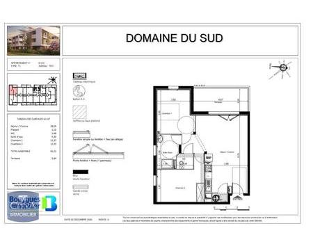 location appartement perpignan (66) 3 pièces 61.22m²  740€