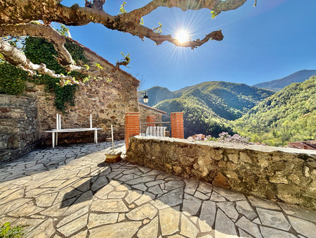 charmante maison de village en pierre avec une grande terrasse et une vue magnifique sur l
